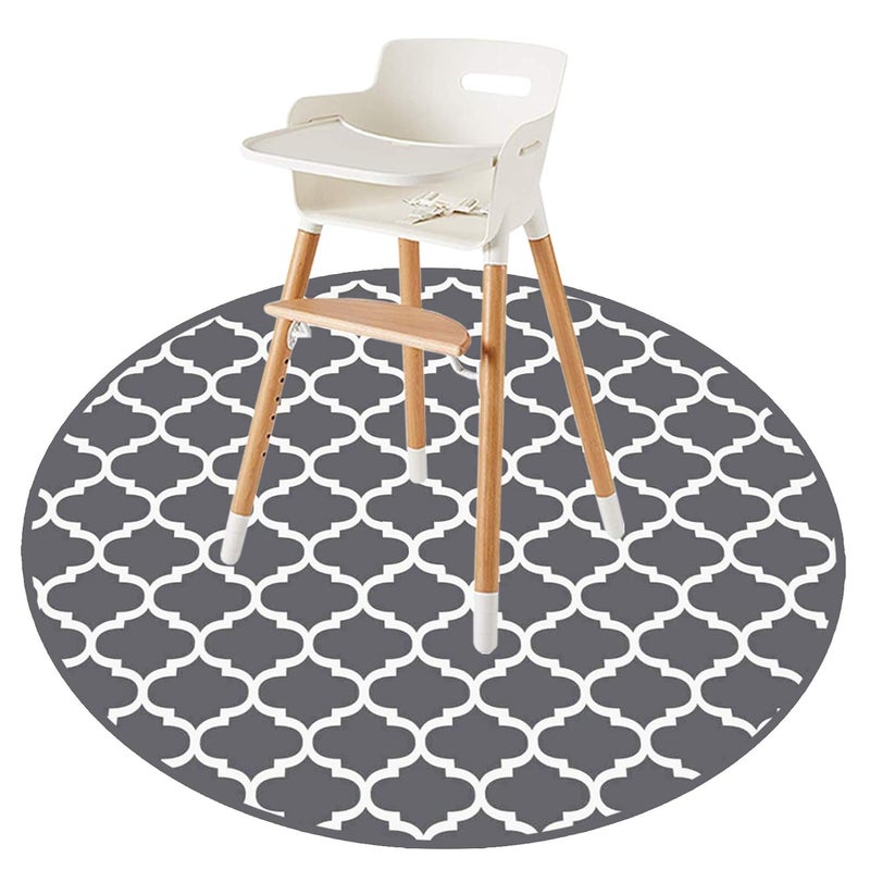 CLCROBD Round Splat Mat for Under High Chair/Arts/Crafts by , 53" Baby Anti-Slip Food Splash and Spill Mat for Eating Mess, Waterproof Floor Protector and Table Cloth (Round Lattice) - Image 1